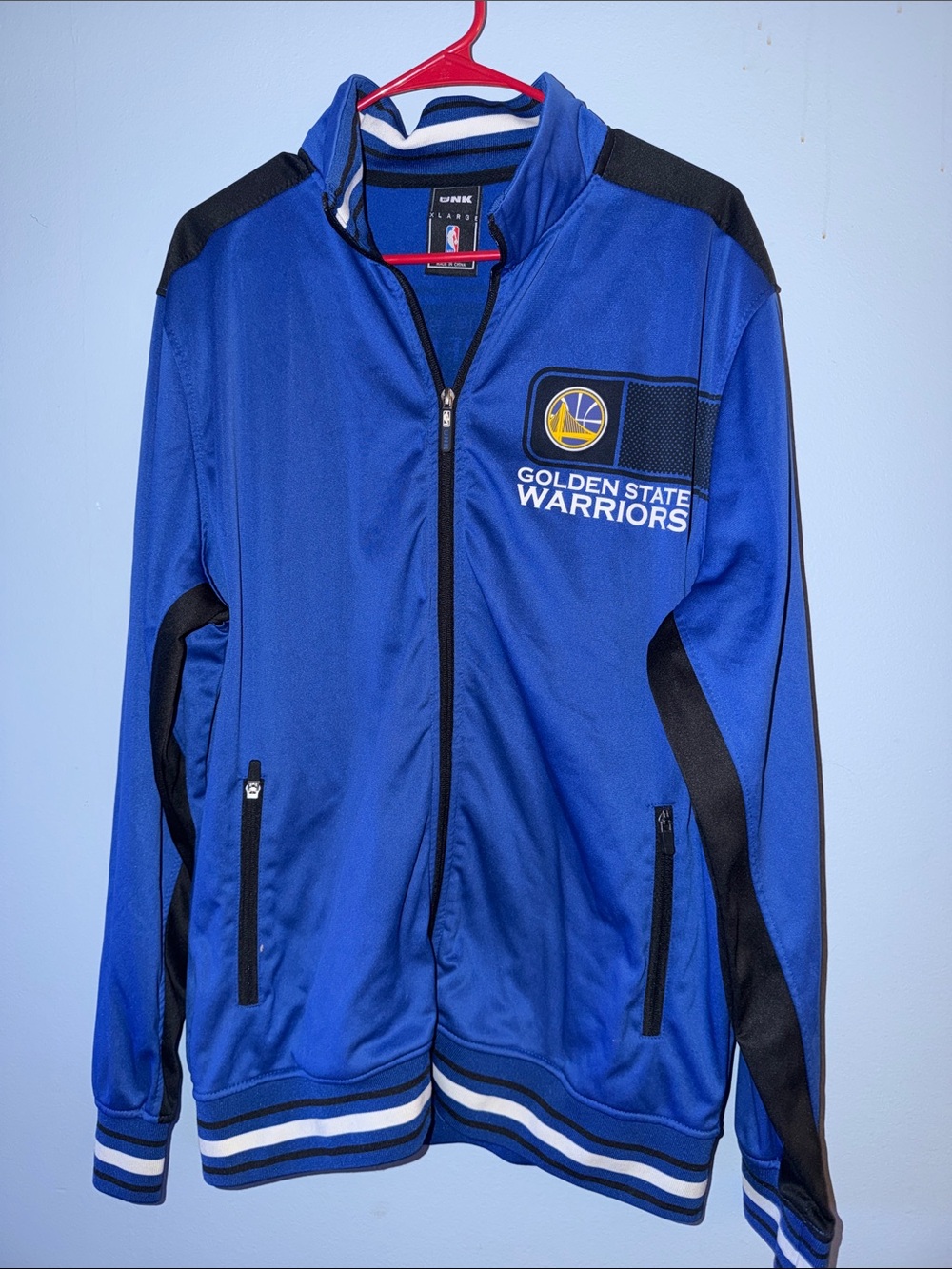 Golden state warriors men XL NBA Royal Blue Jacket with Black Trim